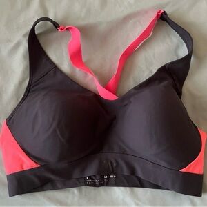 Under Armor Black Sports Bra with Neon Pink Accents size L